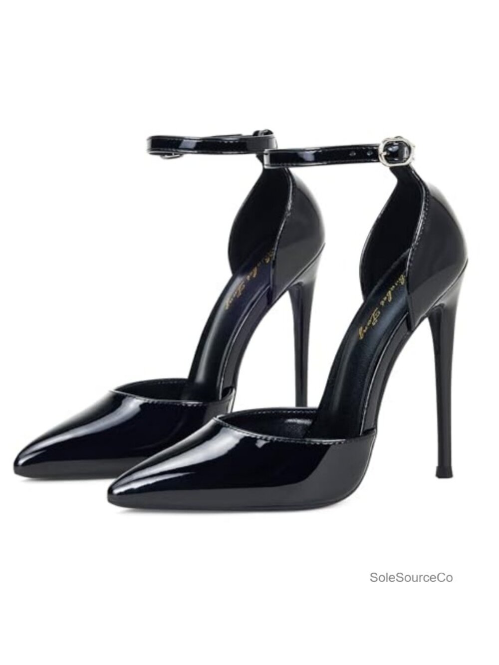 Women's Pointed Toe Stiletto Heels, Ankle Strap D'Orsay Pumps, 4.72" Heel,